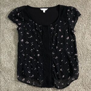 Lauren Conrad Floral Black Top